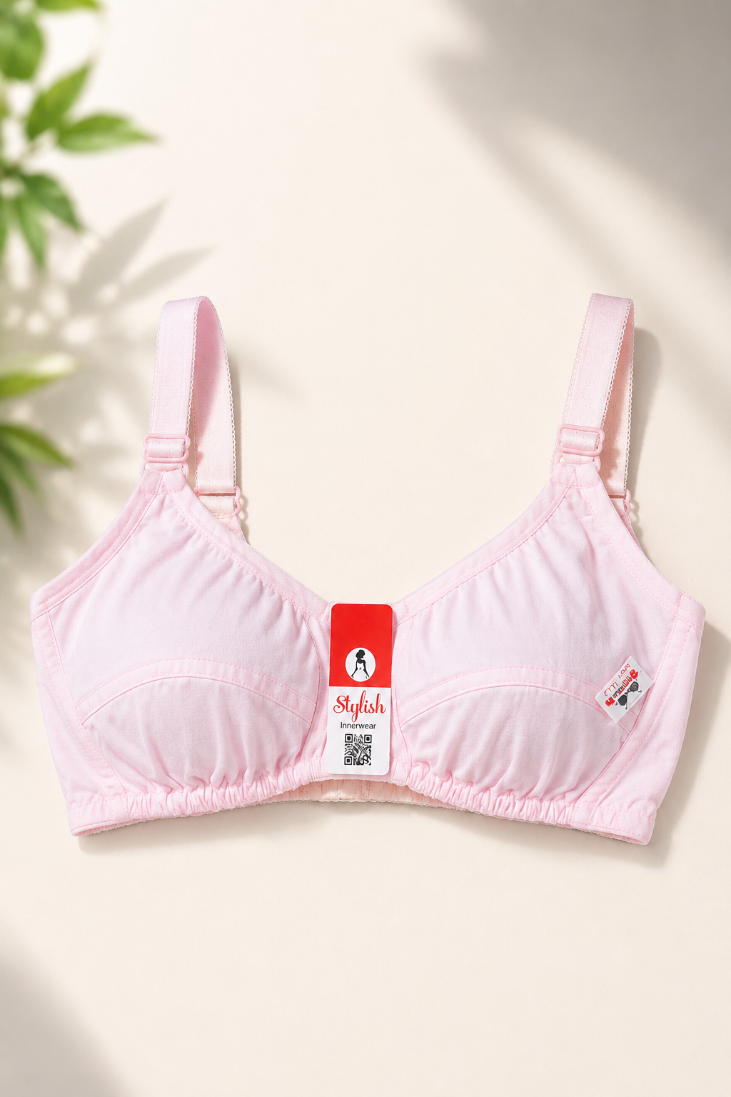Women’s Light Pink Cotton Non-Padded Bra | Everyday Comfort & Adjustable Straps - Free Delivery