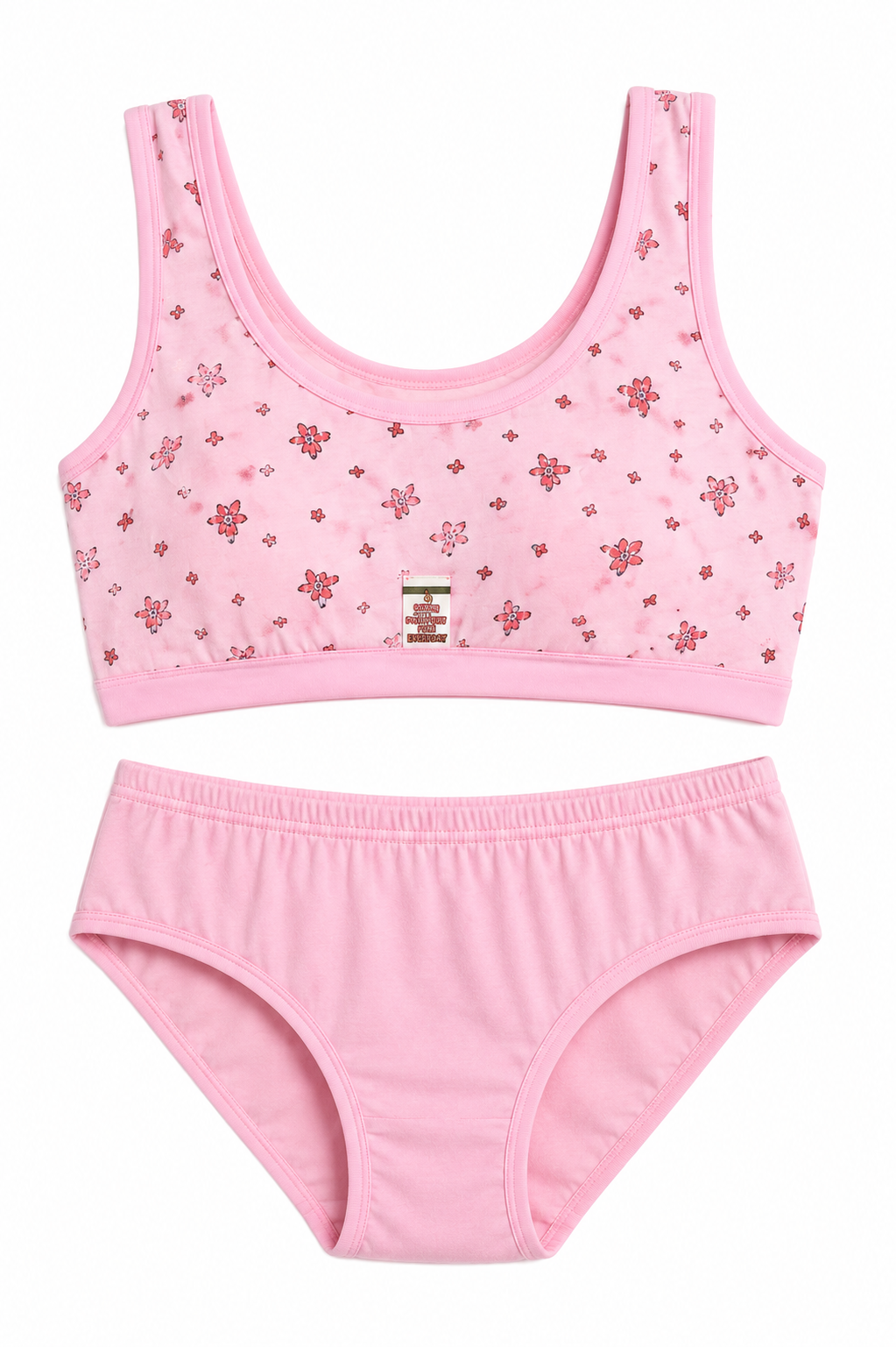 Women’s Non-Padded Floral  Bra & Brief Set – Soft Pink Everyday Comfort