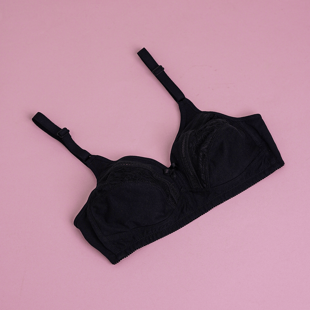 Women’s Black Cotton Non-Padded Bra – Soft Comfortable Everyday Wear | Adjustable Straps